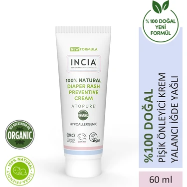 INCIA ATOPURE ® %100 Doğal Pişik Önleyici Krem Yenidoğan Nemlendirici Koruyucu Hassas Bakım 60