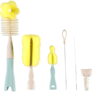 Baby Plus Biberon Temizleme Seti – Fırça ve Sünger Aparatlı, Bebek Biberonları için Pratik ve