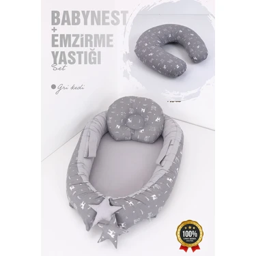 Umaybebek Babynest, Bebek Uyku Yatağı 0-2 Yaş + Emzirme Yastığı 60X60