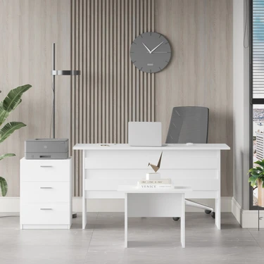 Bega Abc  Masa Sehpa Keson  Ofis Büro Masa Takımı 3 Renk Beyaz