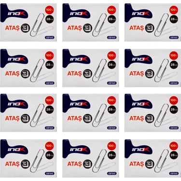 Inox No:3 28 mm Ataş 100 Adet Ergonomik Kullanım İçin 12 Kutu Metal