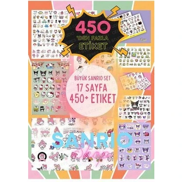 Ceres Studio Büyük Sanrio Sticker Set Hello Kitty Kuromi 17 Syf 425+ Ad. Planlayıcı Bullet Journal