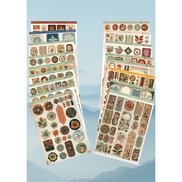 Miray Craft 17'Lİ VİNTAGE TEMALI 12*17 CM STİCKER SETİ/BULLET JOURNAL, SCRAPBOOK, AJANDA,