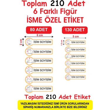 Cabuk Baskı Okul Etiketi Kalem Defter Etiketi Özel Isim Yazılabilen Etiket 210