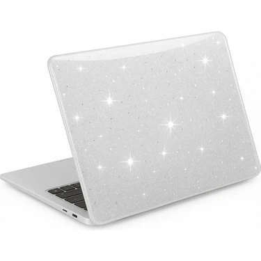 Fibaks Apple Macbook Air 13.6 M2 M3 M4 Çip 2022 2024 2025 A2681 A3113 A3240 Kılıf Parlak Simli