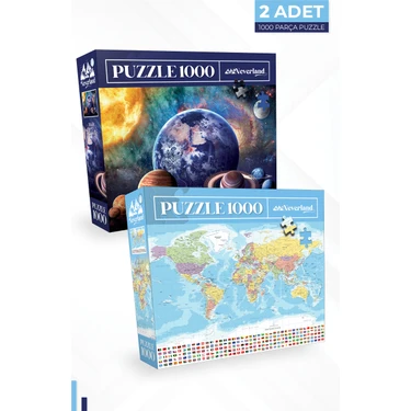 Neverland 2 Adet 1000 Parça Puzzle - Gezegenler ve Dünya