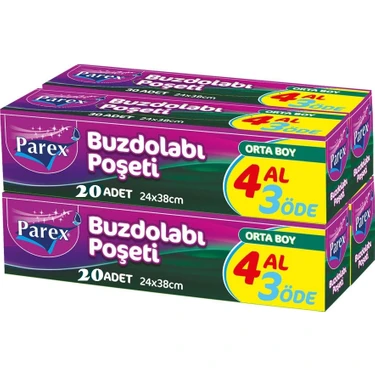 Parex Buzdolabı Poşeti Orta Boy 4 Al 3 Öde (4*20) 24 x 38