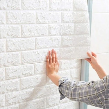 Renkli Duvarlar 3D Boyutlu Tuğla Desen Kendinden Yapışkanlı Esnek Köpük Duvar Kağıdı Paneli 70 x 54