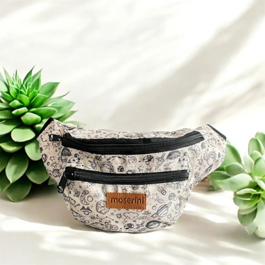 Unisex Desenli Omuz ve Bel Çantası -