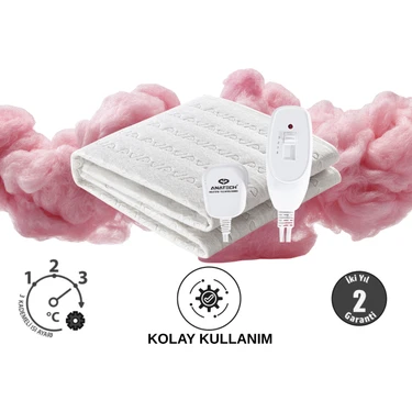 Grej Q'Easy- Yeni Seri Çift Kişilik Elektrikli Battaniye- 120X155