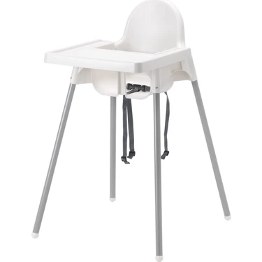 IKEA Antilop Beyaz Tepsili Kemerli Mama Sandalyesi 0 - 4 Yaş İçin Portatif