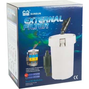 SunSun HW-602B Akvaryum Mini Dış Filtre 150 Litre 400 L/s Mekanik Biyolojik Kimyasal