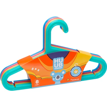 Huub Hanger Collection 16 Adet Plastik Çocuk Askısı, Bebek Askılığı, Elbise Askısı, Renkli Askı,
