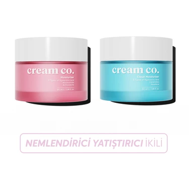 Cream Co. Aydınlatıcı Yatıştırıcı Su Bazlı Nemlendirici Yüz Kremi 2 Adet Tüm Cilt Tiplerine
