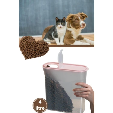 Kedi Köpek Mama Saklama Kabı, Evcil Hayvan Kuru Mama Erzak Kutusu Şeffaf