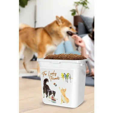Akıllı Durak Mama Saklama Kabı Kapaklı Çok Amaçlı Organizer 6 Litre Kedi Köpek Mama Saklama Kutusu