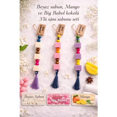 Mask Şans Sabunu 3’lü Hediye Seti – Beyaz Sabun, Mango ve Big Babol Kokulu | El Yapımı, Doğal,