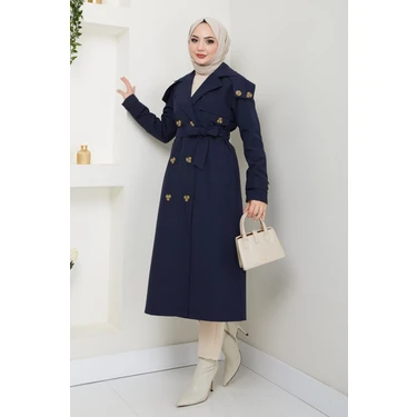inStyle Omuzları Apolet Detaylı Astarlı Lacivert