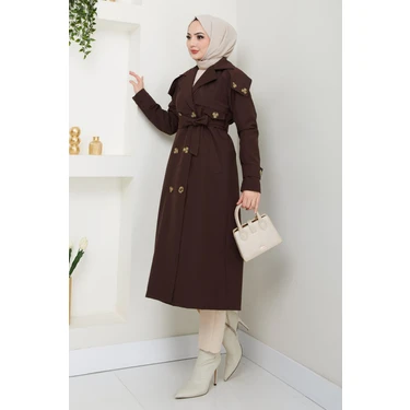 inStyle Omuzları Apolet Detaylı Astarlı Acı Kahve