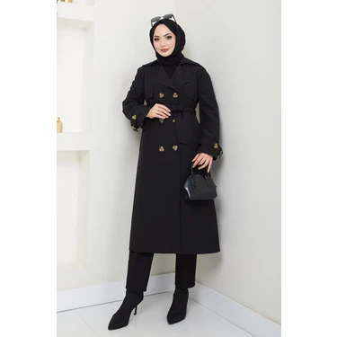 inStyle Omuzları Apolet Detaylı Astarlı Siyah