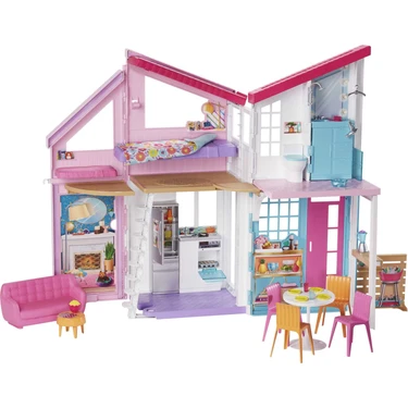 Barbie 'nin Malibu Evi, Dönüşüm Özellikli, 25'ten Fazla Parçalı ve 2 Katlı Bebek Evi
