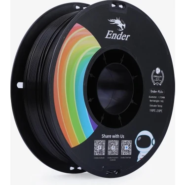 Creality Ender 1.75MM Siyah PLA+ Filament 1kg Yüksek Baskı Kalitesi ve Güçlü
