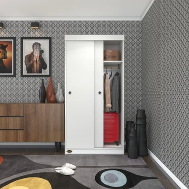 Kenzlife gardırop sürgülü kapaklı kapılı karanfil090 byz gardolap