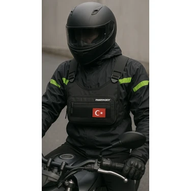MOONRIDER Unisex Motosiklet Göğüs Çantası – Reflektör Baskılı, Premium Kalite, Yelek Tipi, Geniş