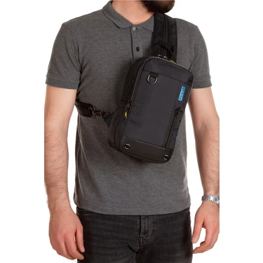 Tuldar Unisex Siyah Suya Dayanaklı Kumaş Çapraz Göğüs ve Omuz Çantası