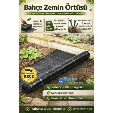 Mgf Plast Mgf Yabani Ot Kontrol Bahçe Örtüsü-Çim Sınırlayıcı Bezi-Malçlama Bahçe Keçesi Kesilebilir