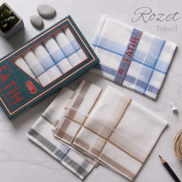 Rozet Tekstil Kutulu Kumaş Mendil 40X40 cm Düzine 12