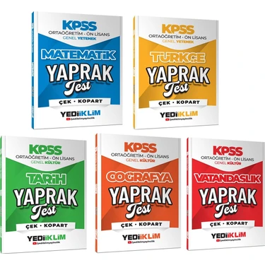 Yediiklim Yayınları 2026 Kpss Ortaöğretim Ön Lisans Yaprak Test Seti 5