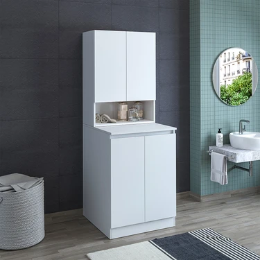 Banos Roomart Cd2 Çok Amaçlı Banyo Üst Dolaplı Çamaşır Makinesi Dolabı Takımı -