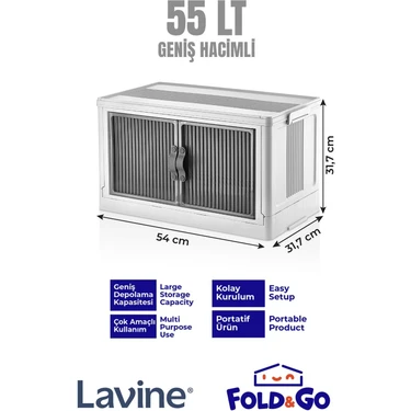 Lavine Fold&Go Tekli Portatif Organizer Dolap ”beyaz” Çok Amaçlı Mıknatıs Kapaklı Katlanır
