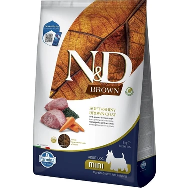 N&D Brown Mini Irk Kuzu Havuç Sipirulina 5 kg Kahverengi Yetişkin Mini Irk Köpek