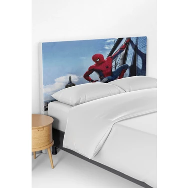 Talia Home Mavi Spider-Man Örümcek Adam Desenli Çocuk Odası Yatak Baza Başlık Kılıfı