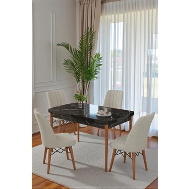 Kaktüs Avm 80X170CM Mutfak Masası Takımı | 4 Kişilik Açılır Masa Sandalye Takımı | Yemek Masası |