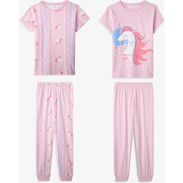 Penti Açık Pembe Kız Çocuk Sleepycorn Pamuklu 2'li Pijama