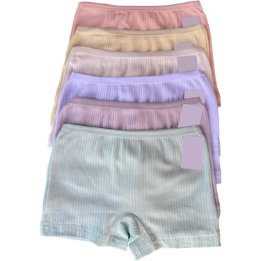 Dondeza Tutku Dondeza Kız Çocuk Pastel Renk Fitilli Pamuklu Boxer 6'lı