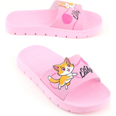 Gezer Kız Çocuk Yazlık Cat Lady Pu Rahat Taban Ev Banyo Havuz Plaj