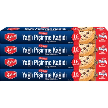 Roll-Up Kesilmiş Yağlı Pişirme Kağıdı 16 Yaprak 4lü Kutu