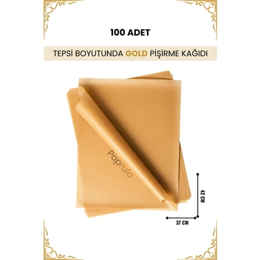 100 Adet Fırın Pişirme Kağıdı Ağartılmamış Tepsi Botuyunda 37X42 Xl Boy Gold