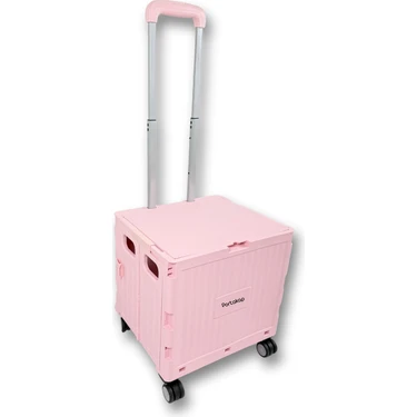 Portakap 4 Tekerlekli, Pembe, 32L Standart Boy, Sabit Tutacaklı Alışveriş Arabası - Pazar