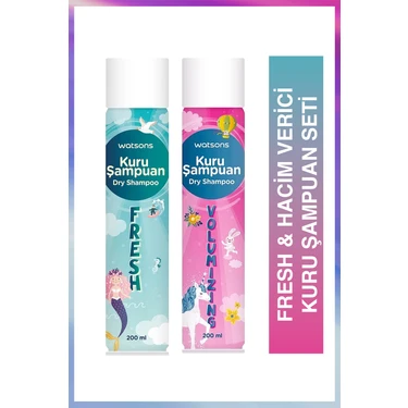 Watsons Hacim Verici ve Fresh Kuru Şampuan Set 200 ml Kadınlar İçin Etkili Hacim