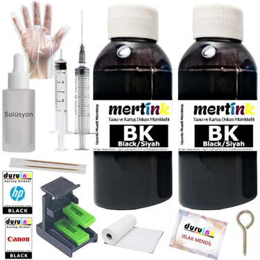 Mertink Canon Pixma E414 PG46 CL56 Yazıcı Uyumlu Kartuş Dolum Seti 2X100ML Siyah