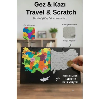 Gez Kazı Magnet Türkiye Haritası - Kazınabilir Harita - Gezkazı - Türkiye Haritası - Magnet -