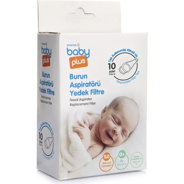 Baby Plus Burun Aspiratörü Yedek Filtre BPA ve Phthalate İçermeyen 10 Adet Ekstra Yumuşak