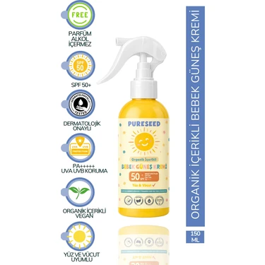 Pureseed Natural Organik Içerikli Bebek Güneş Kremi Çok Yüksek Koruma Spf