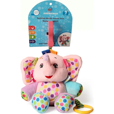 Sozzy Toys Müzikli Eğitici Fil Eğlenceli Peluş Bebek Oyuncağı 32 cm Renkli