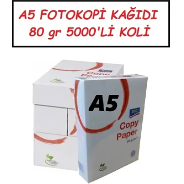 A5 Fotokopi Kağıdı 80GR 5000 Adet  (Dikkat A4'ün